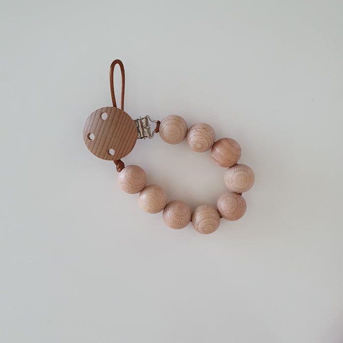 Chunky Raw Wood Dummy/Soother Clip- BPA fee Brown or Cream