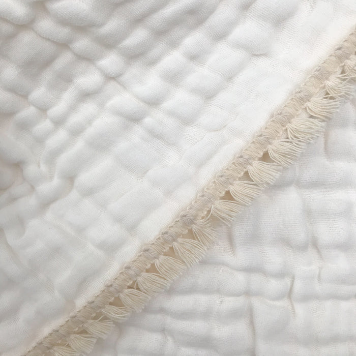 Gypsy Fringed Organic Cotton Quilted Muslin Blanket - bpa free- Eco wood- design conscious-Dove and Dovelet