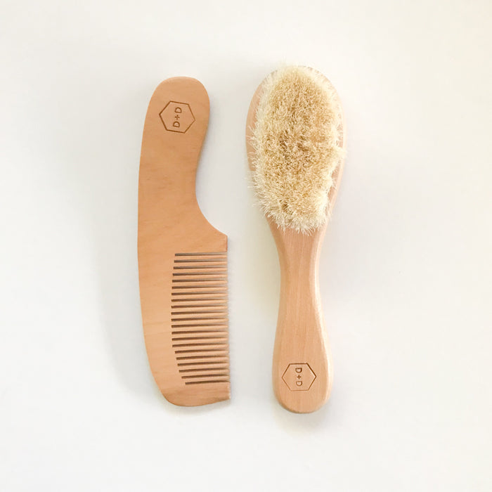 WOODEN BABY BRUSH SET - bpa free- Eco wood- design conscious-Dove and Dovelet